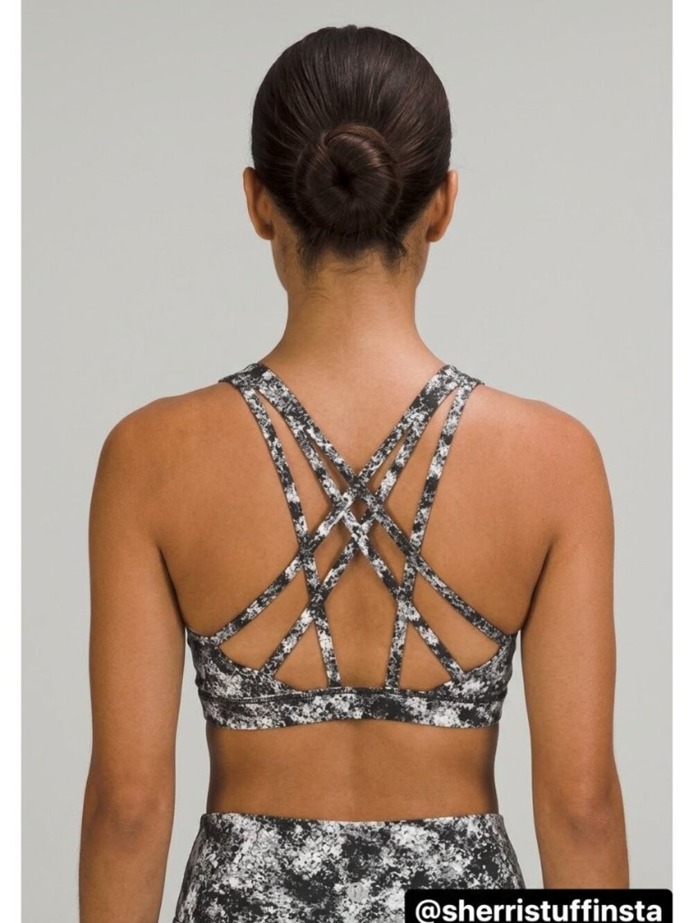 Lululemon Free to Be Serene Sports Yoga Bra Jacquard Black White Size 8 M
